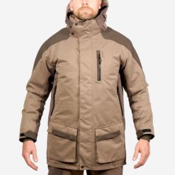 Kurtka Solognac 520 Warm wodoodporna. Brązowe kurtki męskie SOLOGNAC, xl, bez wzorów, z tkaniny, sportowe, bez kaptura. W wyprzedaży za 399.99 zł.