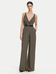 Elisabetta Franchi Kombinezon TU-035-51E2 Czarny Regular Fit. Czarne sukienki damskie Elisabetta Franchi, bez wzorów, z wiskozy, bez kołnierzyka, bez ramiączek. Za 1,899.00 zł.