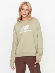 New Balance Bluza Essentials Stacked Logo French Terry Crewneck WT31532 Zielony Regular Fit. Zielone bluzy damskie New Balance, m, bez wzorów, z bawełny, bez kaptura. Za 169.99 zł.