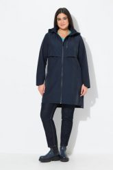 Damskie parka boczne rozcięcia na zamek kaptur kieszenie na zamek. Niebieskie parki damskie Ulla Popken, plus size, bez wzorów, z bawełny, z kapturem. Za 682.99 zł.