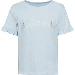 Shirt z nadrukiem bonprix pudrowy niebieski. Bluzki damskie bonprix. Za 44.99 zł.