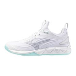 Damskie buty halowe Mizuno Wave Luminous. Białe obuwie sportowe damskie Mizuno, bez wzorów, z materiału, na fitness i siłownię, mizuno wave. Za 449.99 zł.