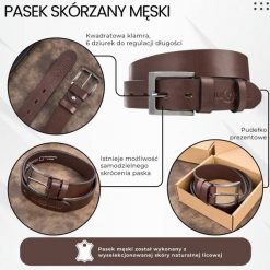 Pasek męski skórzany premium z klasyczną klamrą elegancki brązowy 120 cm Paolo Peruzzi PG-10-BR-120. Brązowe paski damskie bez wzorów, z materiału, casualowe. Za 69.00 zł.