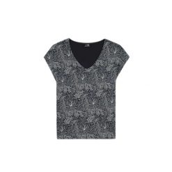 Damska koszulka z dzianiny TBS Mytsy. Niebieskie t-shirty damskie TBS, l, bez wzorów, z bawełny, eleganckie, bez kołnierzyka. Za 139.50 zł.