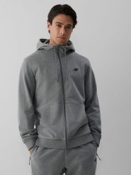 4F Bluza dresowa regular z kapturem męska - szara M. Szare bluzy męskie 4f, m, bez wzorów, z dresówki, z kapturem. Za 169.99 zł.