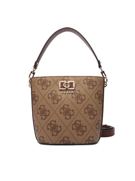 Guess Torebka Karnilla Logo HWOS99 01010 Brązowy. Brązowe torebki do ręki damskie Guess, z aplikacjami, ze skóry, bez dodatków. Za 589.99 zł.