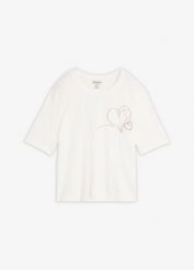 T-shirt z czystej bawełny organicznej. Białe t-shirty damskie bonprix, bez wzorów, z bawełny, bez kołnierzyka. Za 79.99 zł.