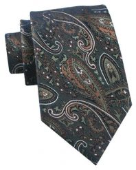 Krawat Męski - Chattier - Zieleń w Duży Wzór Orientalny. Zielone krawaty i muchy Chattier, bez wzorów, z tkaniny, eleganckie. Za 49.00 zł.