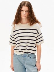 ARMEDANGELS koszula z dzianiny z zawartością lnu - Stripe Linen Blend Kobiety beżowy, S. Brązowe koszule damskie ARMEDANGELS, s, bez wzorów, z bawełny, bez kołnierzyka, bez ramiączek. Za 329.95 zł.