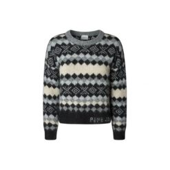 Sweter damski Pepe Jeans Celestine. Szare swetry damskie Pepe Jeans, s, bez wzorów, z jeansu, eleganckie, bez kołnierzyka, bez ramiączek, długie, bez kaptura. Za 354.60 zł.