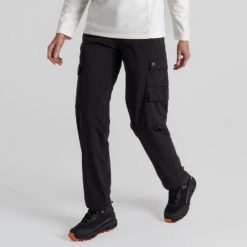 Damskie wodoodporne spodnie cargo Craghoppers Natales. Czarne spodnie sportowe damskie Craghoppers, bez wzorów, trekkingowe. Za 413.60 zł.