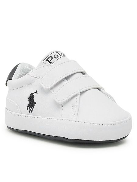 Polo Ralph Lauren Sneakersy Heritage Court Ii Ez Layette RL100731 Biały. Białe buty sportowe dziewczęce Polo Ralph Lauren, bez wzorów, ze skóry, bez zapięcia. Za 189.99 zł.