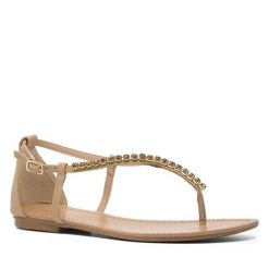 Sandały DeeZee. Czerwone sandały damskie DeeZee, bez wzorów, bez obcasa, na szpilce, bez zapięcia. Za 149.99 zł.