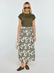 Spódnica damska lniana midi w roślinny wzór Roliana 000. Spódnice damskie Big Star, l, bez wzorów, z tkaniny, eleganckie, midi, proste. Za 229.99 zł.