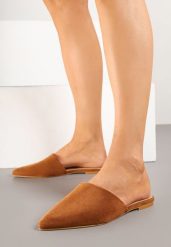 Brązowe Klapki Typu Mule Arivelo. Brązowe klapki damskie Renee, bez wzorów, z jeansu, eleganckie, bez obcasa, na płaskiej podeszwie. Za 49.99 zł.