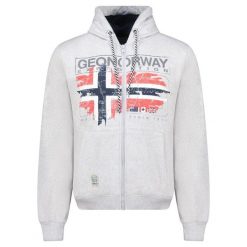 Bluza męska Geographical Norway GRUSTY Blended Grey, mieszana szarość. Czerwone bluzy męskie Geographical Norway, m, bez wzorów, z bawełny, z kapturem. Za 169.00 zł.
