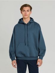 Bluza hoodie comfort fit - niebieski. Niebieskie bluzy męskie Sinsay, l, bez wzorów, bez kaptura. Za 39.99 zł.