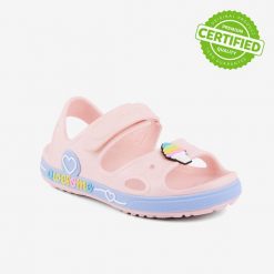 Sandały dziecięce Coqui. Czerwone sandały dziewczęce Coqui, z materiału, bez zapięcia. Za 125.99 zł.