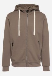 Ciemnozielona Rozpinana Bluza z Bawełną i Kapturem Corilena. Zielone bluzy męskie Born2be, l, bez wzorów, z bawełny. Za 89.99 zł.