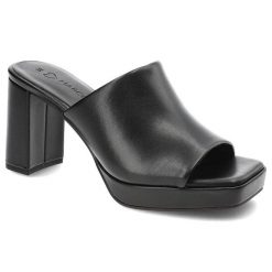 Czarne Klapki Marco Tozzi Eleganckie Buty Na Obcasie. Czarne klapki damskie Marco Tozzi, bez wzorów, ze skóry ekologicznej, bez obcasa, na obcasie, bez zapięcia. Za 199.00 zł.