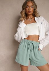 Zielone Szorty High Waist Ozdobione Sznurkiem Lunevia. Zielone szorty damskie Renee, m, z aplikacjami, z podwyższonym stanem. Za 34.99 zł.
