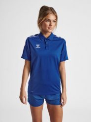 Damska koszulka polo Hummel Functional. Niebieskie koszulki sportowe damskie Hummel, xl, bez wzorów, z elastanu, bez kołnierzyka, bez ramiączek. Za 159.50 zł.
