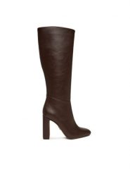 Steve Madden Kozaki Ally SM11002627 Brązowy. Brązowe kozaki damskie Steve Madden, ze skóry, bez obcasa, na słupku. Za 729.99 zł.
