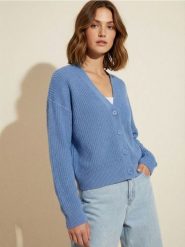 Kardigan basic - niebieski. Niebieskie kardigany damskie Sinsay, l, bez wzorów. Za 39.99 zł.