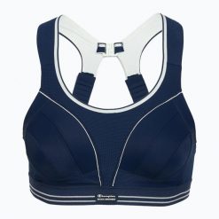 Biustonosz treningowy Shock Absorber Ultimate Run Bra. Niebieskie biustonosze Shock Absorber, bez wzorów, z elastanu. Za 219.99 zł.