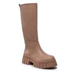 Kozaki DeeZee. Brązowe kozaki damskie DeeZee, bez obcasa, na płaskiej podeszwie. Za 249.99 zł.