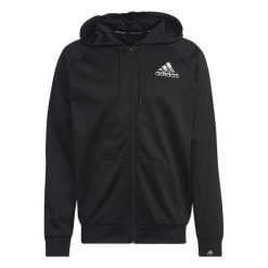 Bluza z logo adidas Aeroready Game and Go Smal. Czarne bluzy męskie Adidas, m, bez wzorów, z materiału, z kapturem, na fitness i siłownię. Za 299.90 zł.