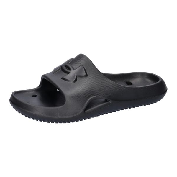 Klapki damskie Under Armour Locker V. Czarne klapki damskie Under Armour, bez wzorów, z materiału, bez obcasa. Za 128.00 zł.