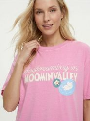 Bawełniana koszulka z krótkim rękawem The Moomins - różowy. Czerwone t-shirty damskie Sinsay, l, bez wzorów, z bawełny, bez kołnierzyka. Za 29.99 zł.