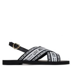 Sandały LOVE MOSCHINO. Czarne sandały damskie Love Moschino, bez wzorów, bez obcasa, na płaskiej podeszwie, bez zapięcia. Za 629.99 zł.
