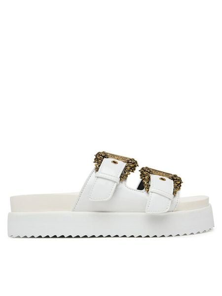 Versace Jeans Couture Klapki 80VA3SM1 ZS190 3 Biały. Białe klapki damskie Versace Jeans Couture, bez wzorów, z jeansu, bez obcasa. Za 839.99 zł.