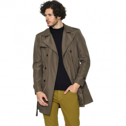 Płaszcz w kolorze khaki. Brązowe płaszcze męskie AVVA, Dewberry, w paski, z tkaniny. Za 489.95 zł.