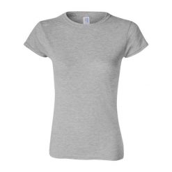 Koszulka Damska Softstyle Heather. Brązowe koszulki sportowe damskie Gildan, xl, bez wzorów, bez kołnierzyka, bez ramiączek, trekkingowe. Za 38.99 zł.
