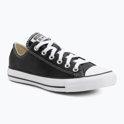 Trampki Converse Chuck Taylor All Star Leather. Czarne obuwie sportowe damskie Converse, bez wzorów, ze skóry, trekkingowe. Za 265.03 zł.