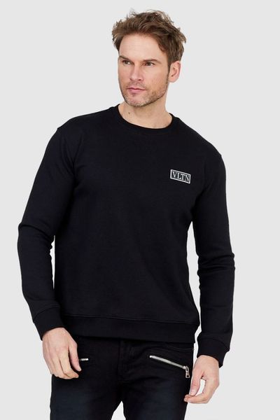 VALENTINO Czarna bluza męska z logo vltn, Rozmiar XXL. Czarne bluzy męskie Valentino Garavani, l, z aplikacjami, prążkowane, bez kaptura. W wyprzedaży za 1,199.99 zł.