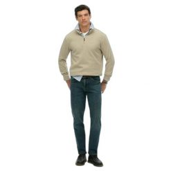 Sweter z prążkowanego materiału z zamkiem na szyi Superdry. Zielone swetry przez głowę męskie Superdry., na zimę, m, bez wzorów, prążkowane, bez kołnierzyka. Za 284.00 zł.