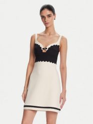 Elisabetta Franchi Sukienka koktajlowa AB70352E2 Beżowy Regular Fit. Brązowe sukienki damskie Elisabetta Franchi, bez wzorów, z syntetyku, wizytowe, bez kołnierzyka, bez ramiączek. Za 1,189.00 zł.