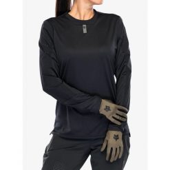 Bluza rowerowa damska Fox Defend LS Jersey. Czarne bluzy damskie FOX, bez wzorów, z jersey, rowerowe. Za 313.49 zł.