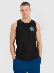 4F Tank top regular męski - czarny XXL. Czarne koszulki sportowe męskie 4f, m, bez wzorów, z bawełny, eleganckie, bez kołnierzyka. Za 49.99 zł.