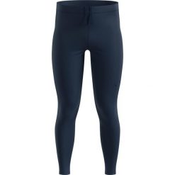 Legginsy Odlo Tights ESSENTIAL WARM. Niebieskie legginsy sportowe męskie Odlo, s, bez wzorów, z dzianiny, długie, do biegania. Za 339.99 zł.