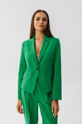 Zielona Elegancka Krótka Marynarka. Zielone żakiety damskie MOE, l, bez wzorów, z elastanu, eleganckie. Za 369.90 zł.