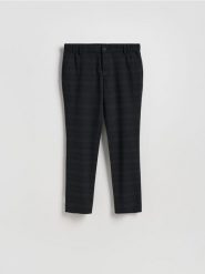 Spodnie chino slim w kratę - czarny. Czarne spodnie materiałowe męskie Reserved, l, bez wzorów, z tkaniny. Za 159.99 zł.