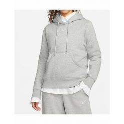 Bluza z kapturem damska Nike Phoenix Fleece szara. Szare bluzy damskie Nike, bez wzorów, z bawełny, z kapturem. W wyprzedaży za 235.70 zł.