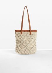 Torba makramowa shopper. Brązowe torebki shopper damskie bonprix, bez wzorów, bez dodatków. Za 134.99 zł.