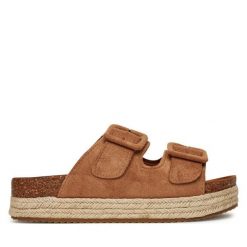 Espadryle DeeZee. Brązowe espadryle damskie DeeZee, bez wzorów, bez obcasa, bez zapięcia. Za 111.99 zł.