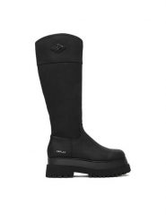 REPLAY Kozaki GWL72.000.C0025S Czarny. Czarne kozaki damskie Replay, ze skóry, bez obcasa, na płaskiej podeszwie. Za 709.99 zł.